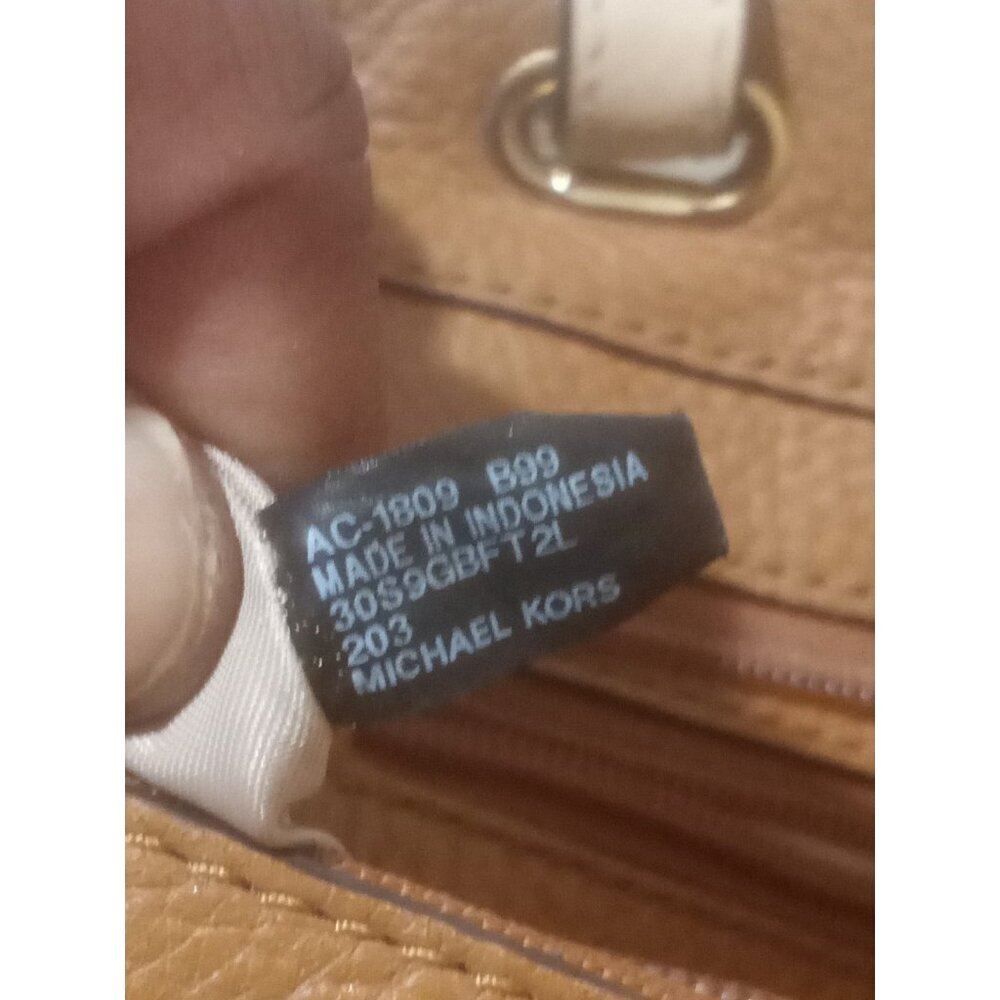 Michael Kors Bedford Tote Shoulder Bag Pebbled Brown Tan Pockets - Picture 10 of 12